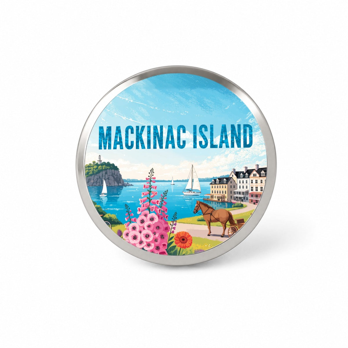 Mackinac Island Michigan Travel Novelty Hat Backpack Lapel Pin