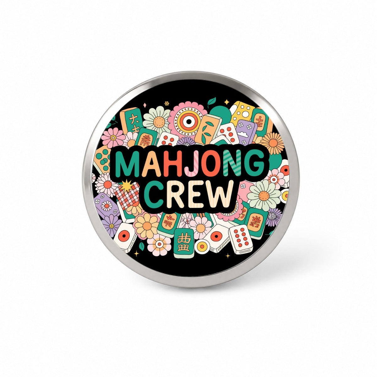 Mahjong Crew Game Colorful Novelty Hat Backpack Lapel Pin