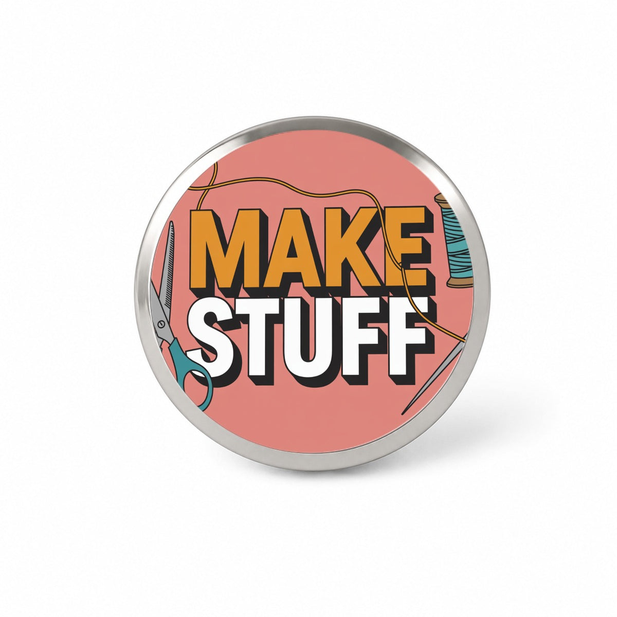 Make Stuff Scissors Thread Sewing Crafter Novelty Hat Backpack Lapel Pin