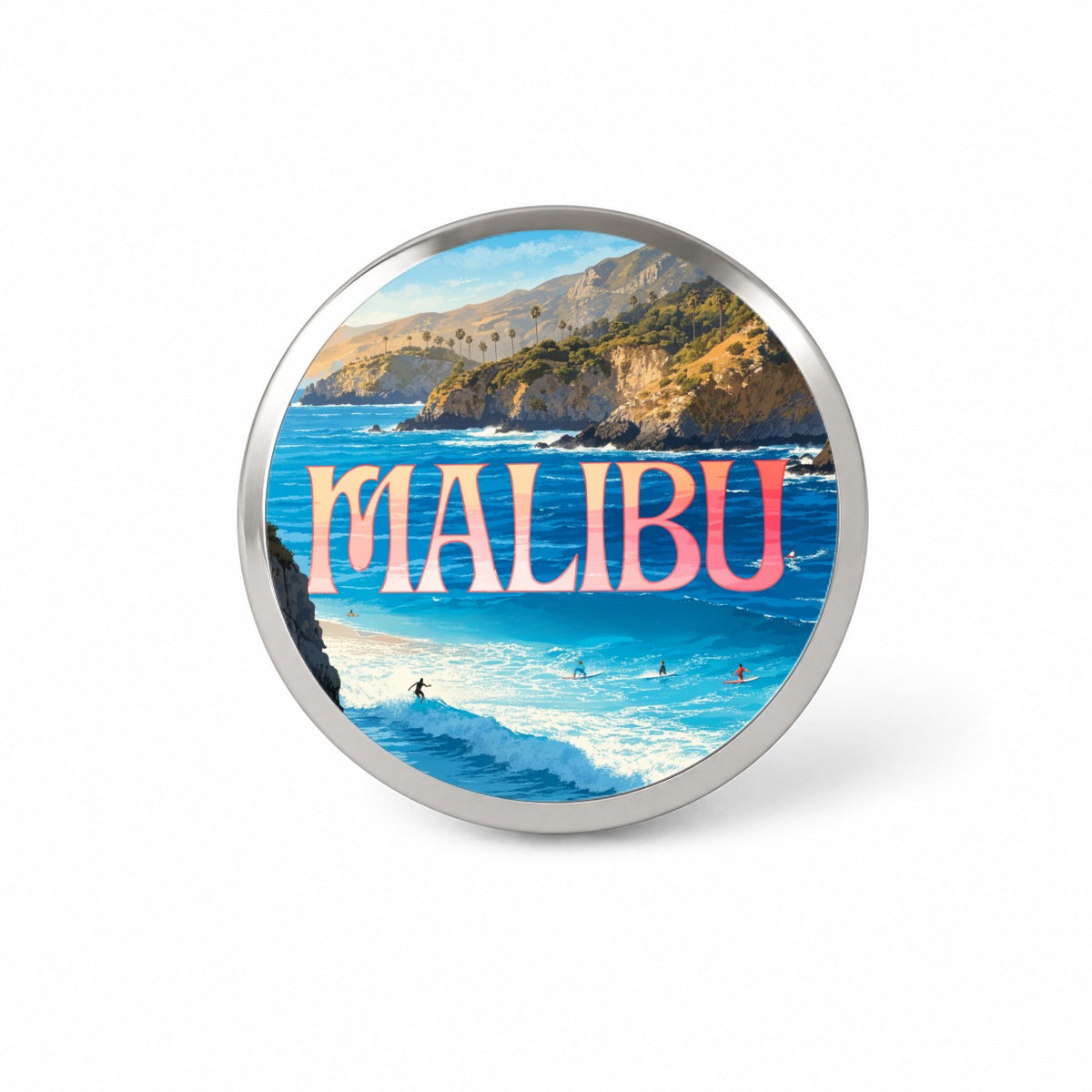 Malibu California Travel Ocean Novelty Hat Backpack Lapel Pin