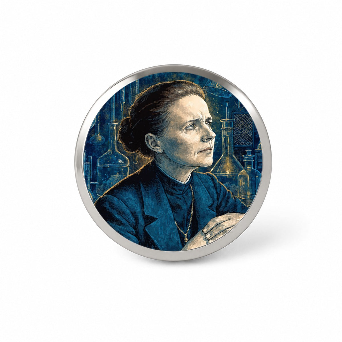 Marie Curie Scientist Novelty Hat Backpack Lapel Pin