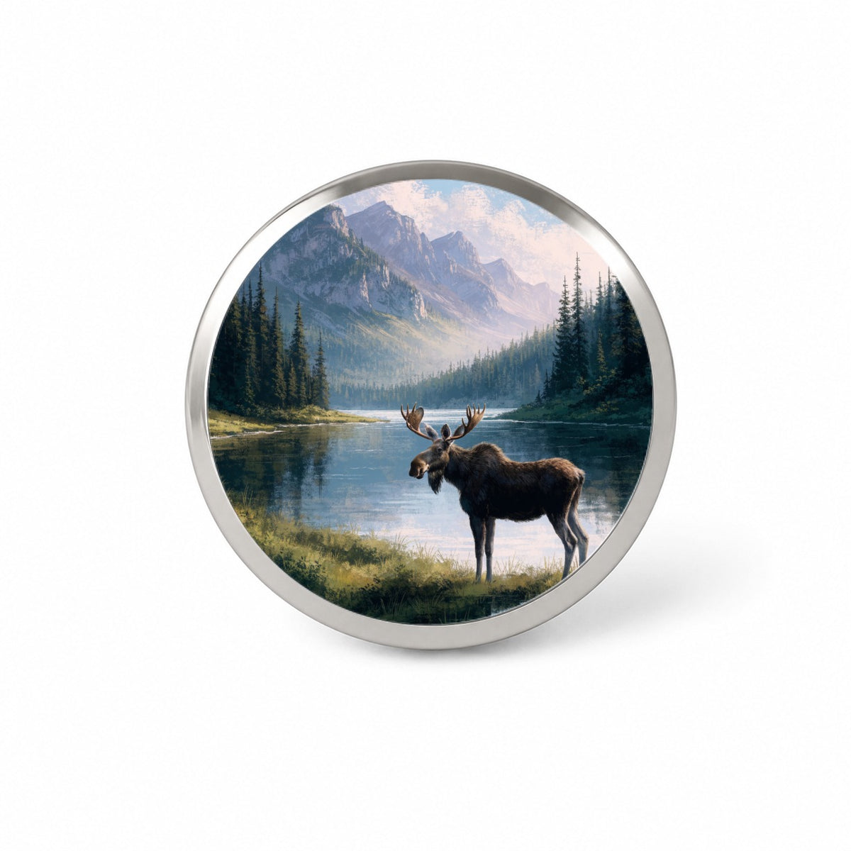 Moose Mountain Lake Novelty Hat Backpack Lapel Pin