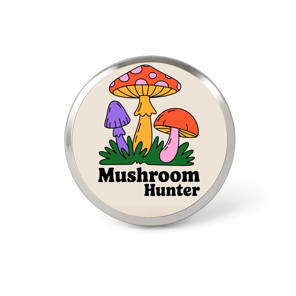 Mushroom Hunter Colorful Woodland Novelty Hat Backpack Lapel Pin