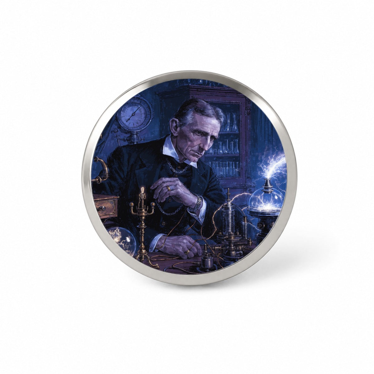Nikola Tesla Inventor Novelty Hat Backpack Lapel Pin