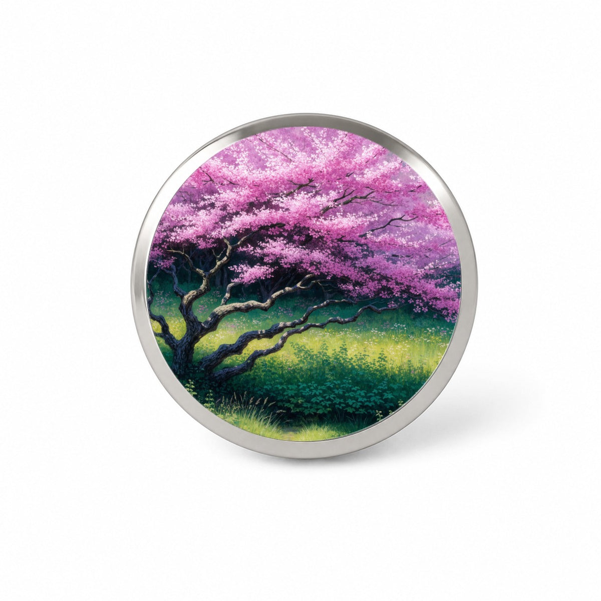 Pink Redbud Spring Tree Novelty Hat Backpack Lapel Pin