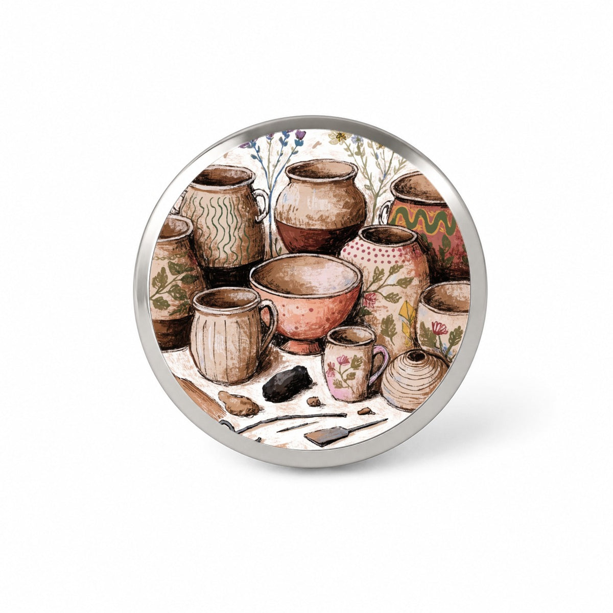 Pottery Ceramics Floral Novelty Hat Backpack Lapel Pin