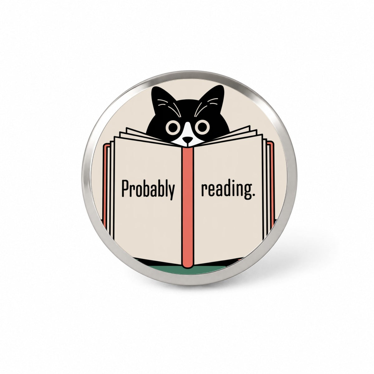 Probably Reading Cat Novelty Hat Backpack Lapel Pin
