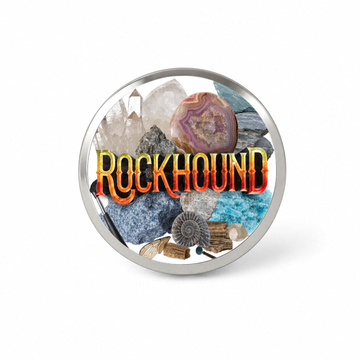 Rockhound Rocks Geodes Novelty Hat Backpack Lapel Pin