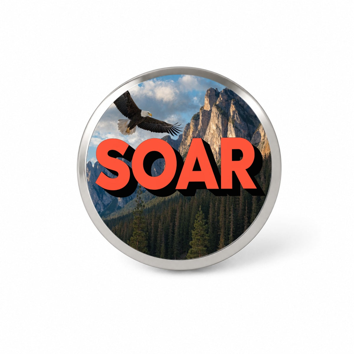 Soar Inspirational Bald Eagle Mountain Novelty Hat Backpack Lapel Pin