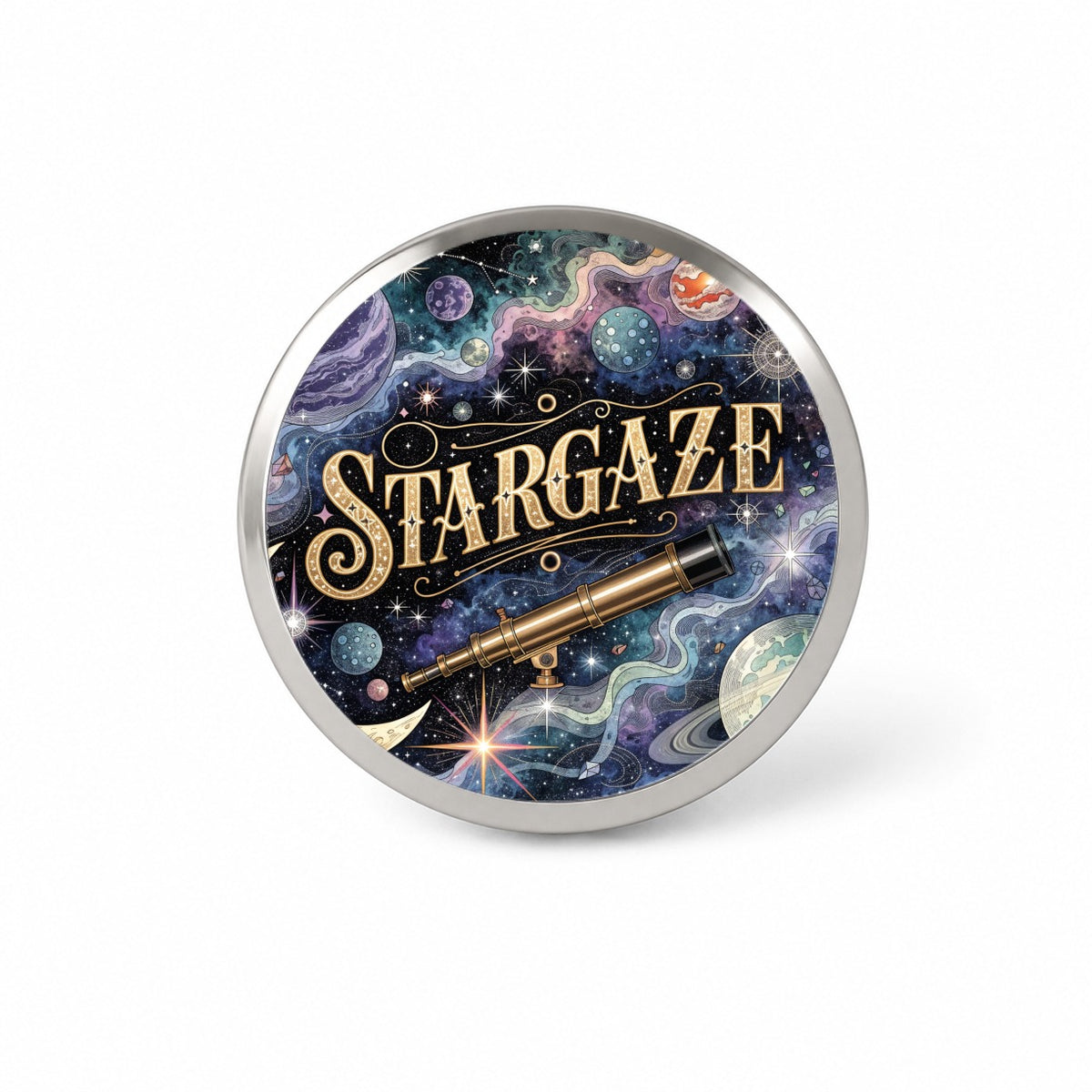 Stargaze Telescope Astronomy Space Novelty Hat Backpack Lapel Pin