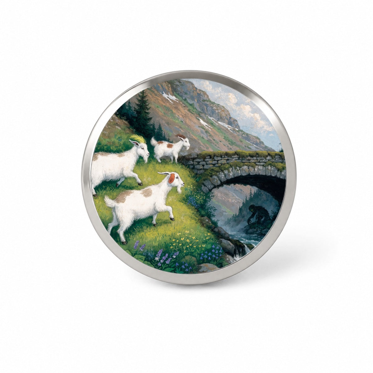 Three Billy Goats Gruff Novelty Hat Backpack Lapel Pin