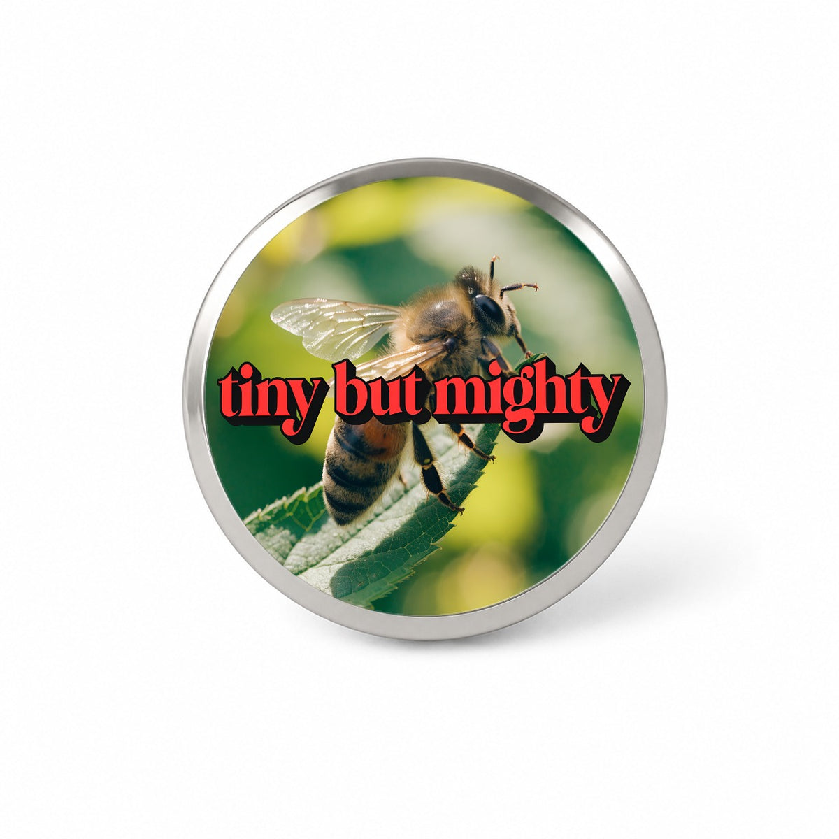 Tiny But Mighty Bee Funny Novelty Hat Backpack Lapel Pin