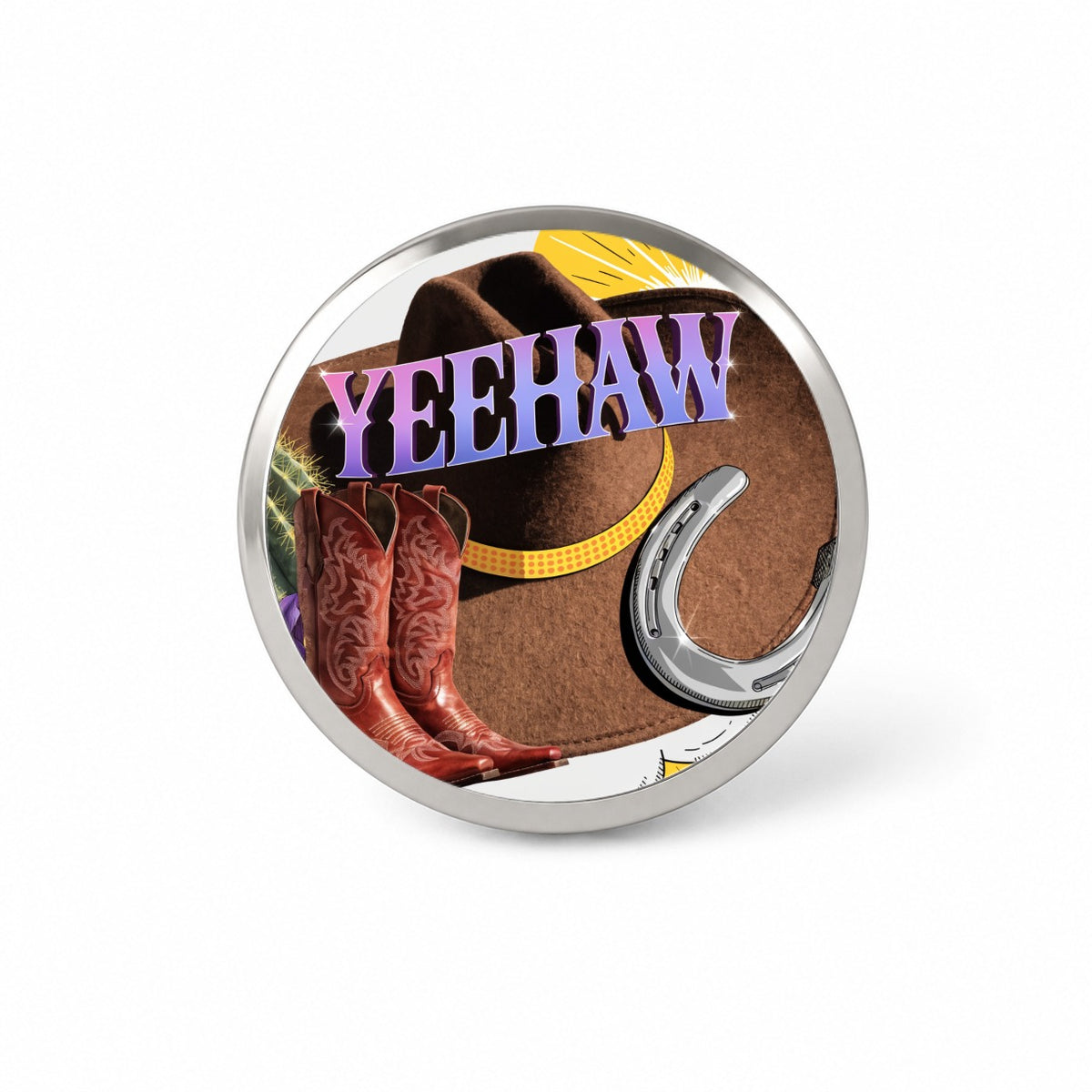 Yeehaw Cowboy Hat Boots Funny Novelty Hat Backpack Lapel Pin