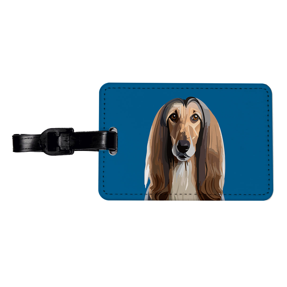 Afghan Hound Dog Staring Travel Faux Leather Luggage Tag