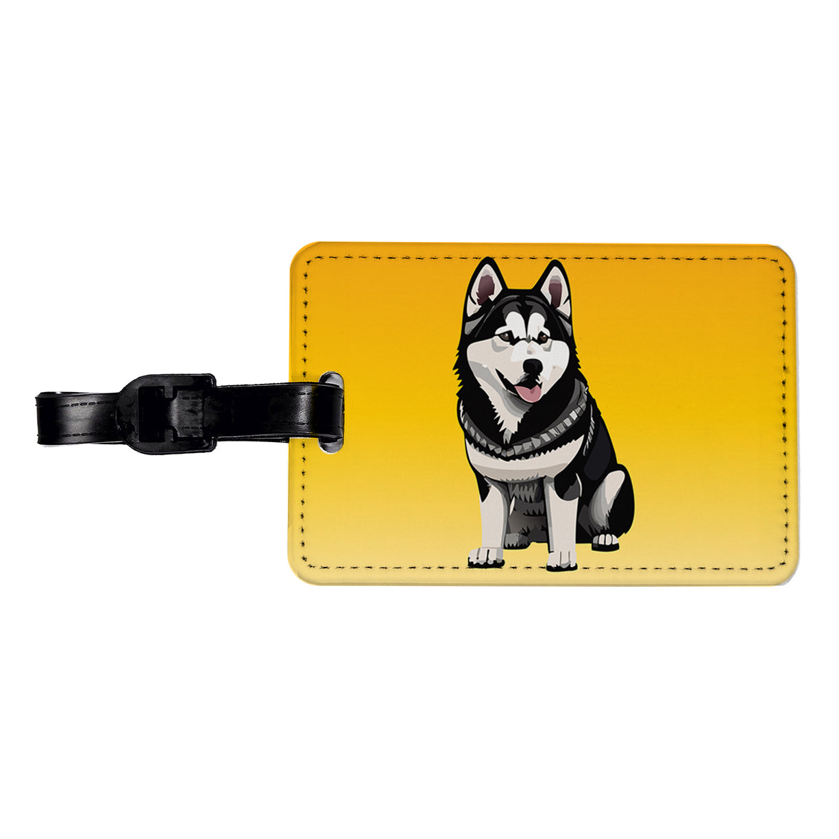 Alaskan Malamute Dog Sitting Travel Faux Leather Luggage Tag