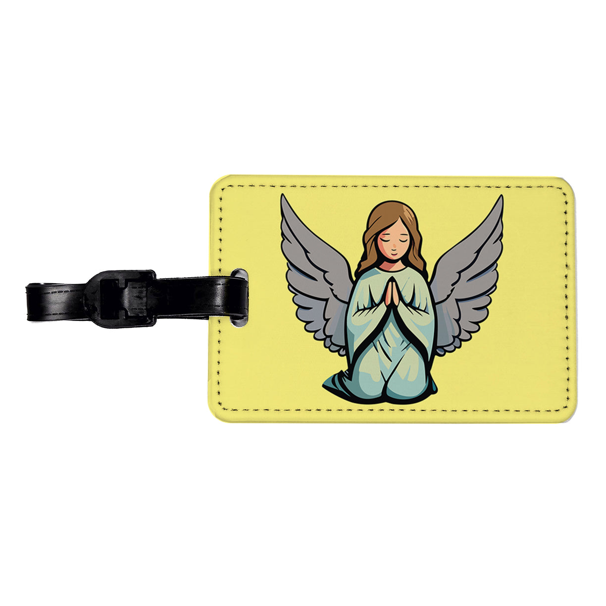 Angel Praying Christian Travel Faux Leather Luggage Tag
