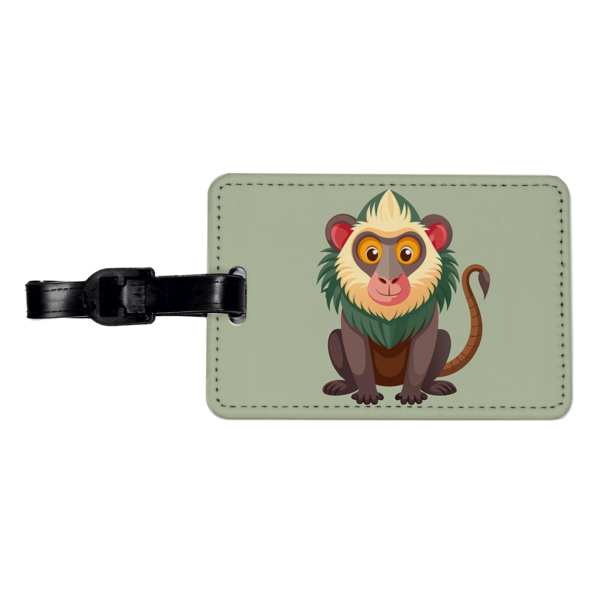 Baboon Cute Travel Faux Leather Luggage Tag