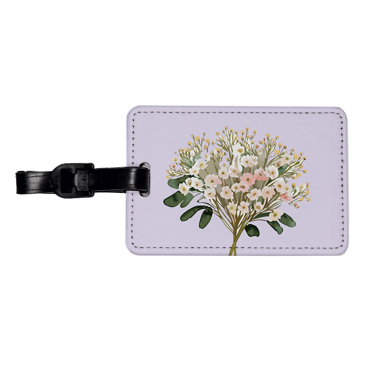 Baby's Breath Flowers White Travel Faux Leather Luggage Tag