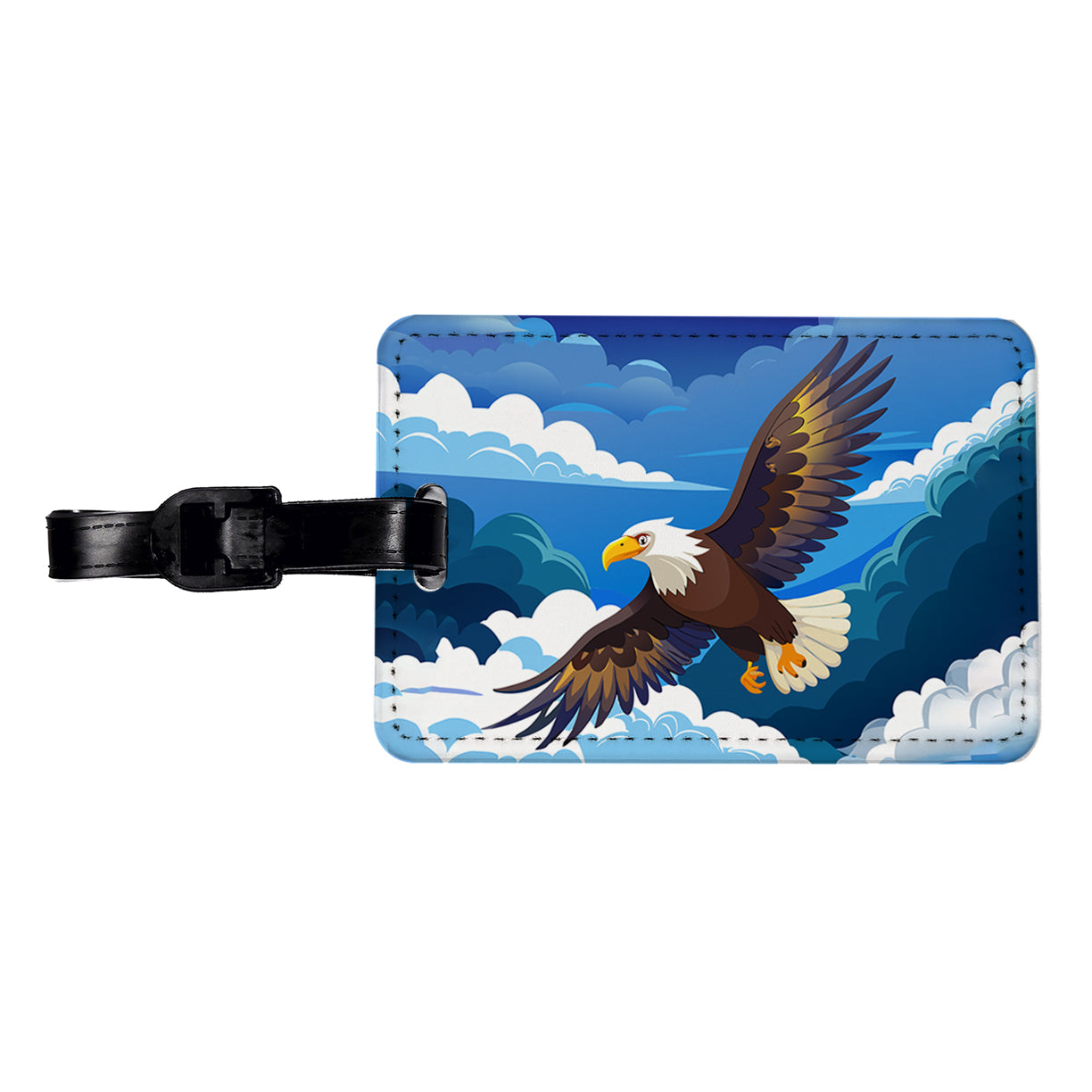 Bald Eagle Flying Travel Faux Leather Luggage Tag
