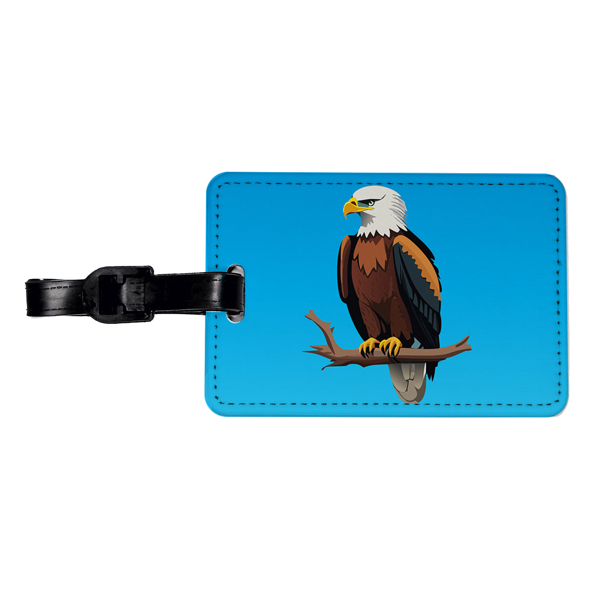 Bald Eagle on Branch Travel Faux Leather Luggage Tag