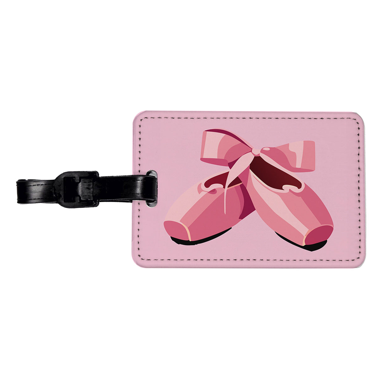 Ballet Shoes Pink with Bow Ballerina Travel Faux Leather Luggage Tag