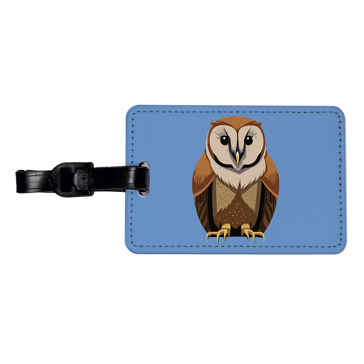 Barn Owl Staring Travel Faux Leather Luggage Tag
