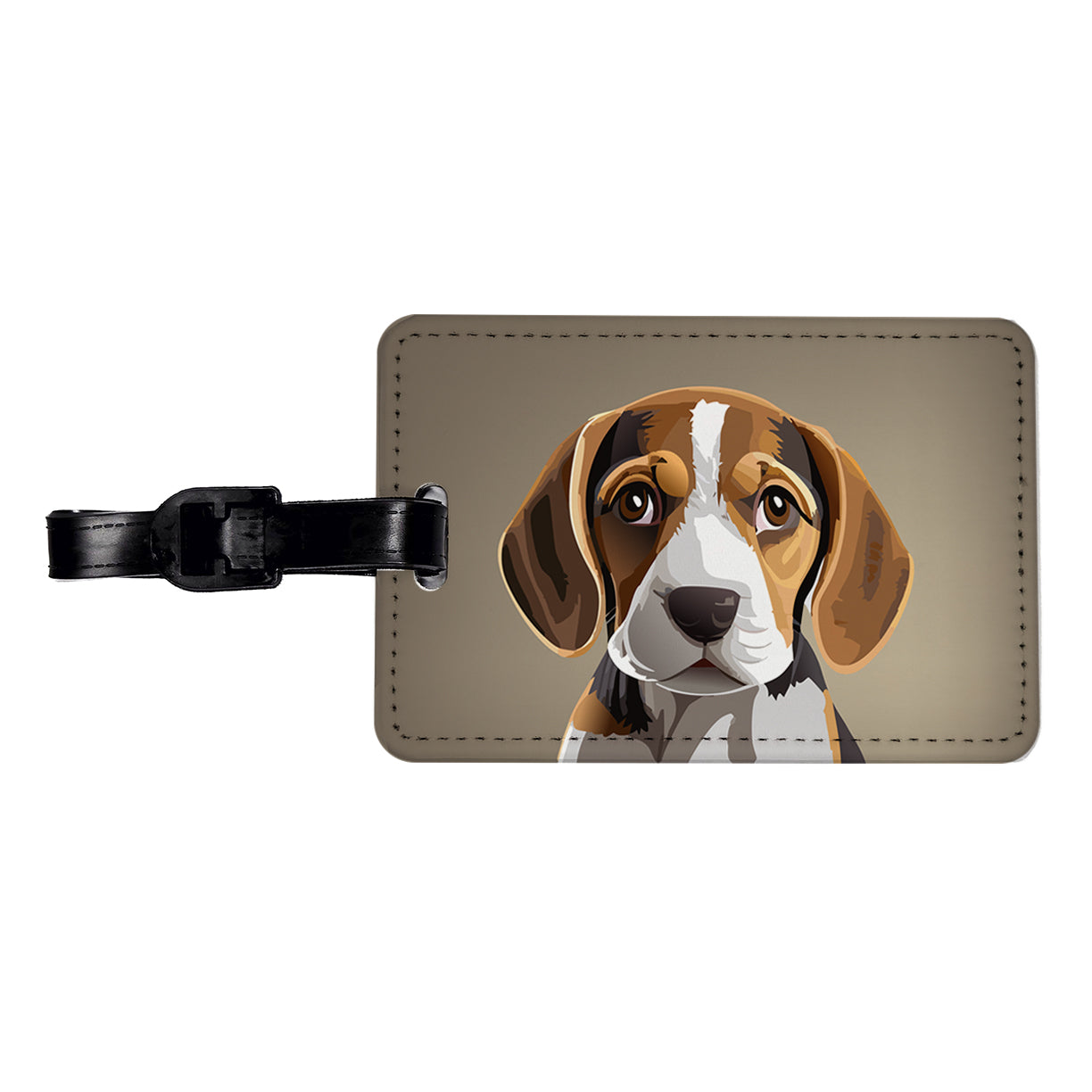 Beagle Dog Staring Travel Faux Leather Luggage Tag