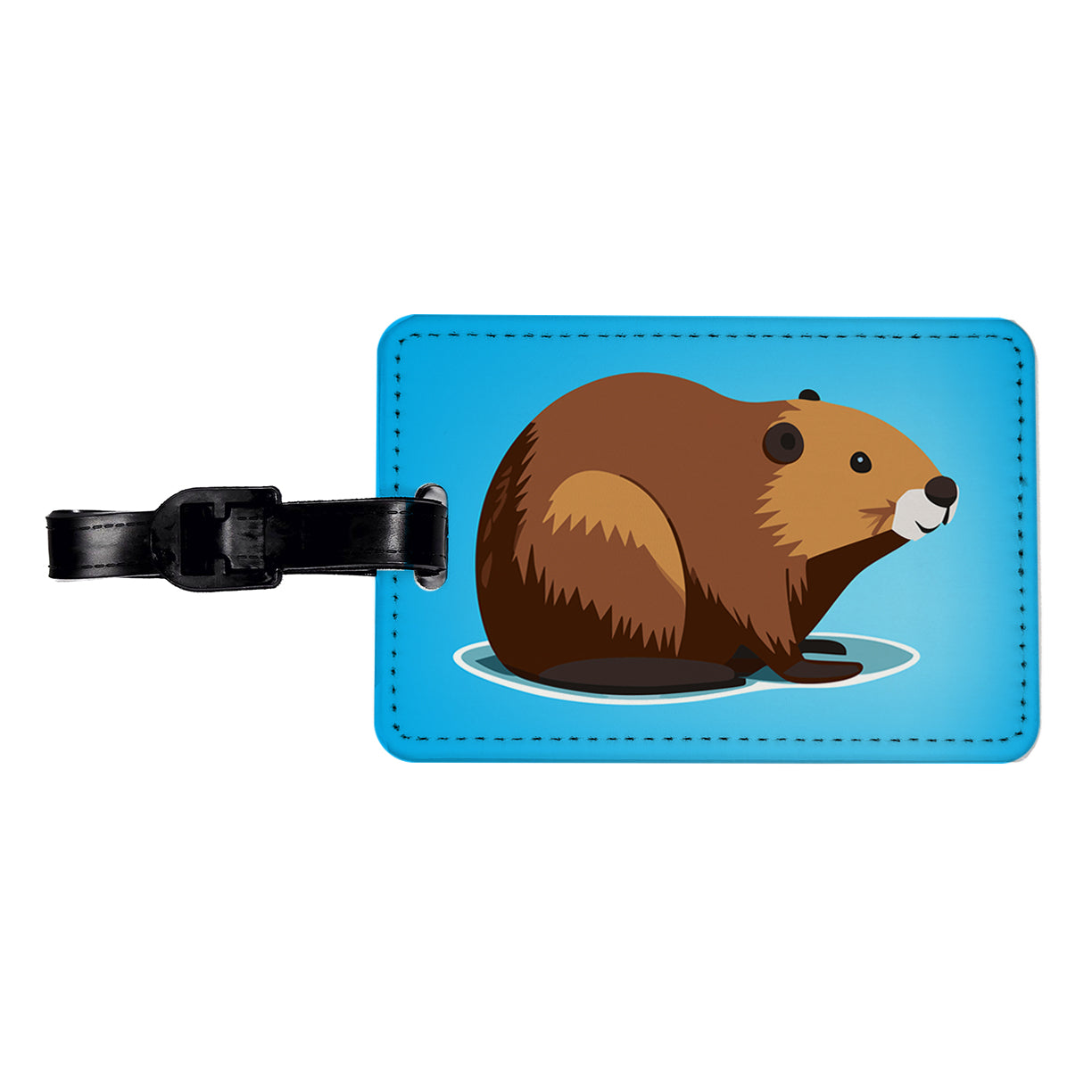 Beaver Cute Profile Travel Faux Leather Luggage Tag