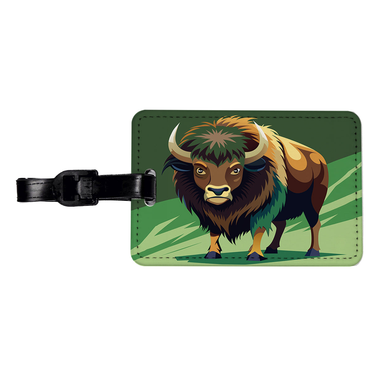 Bison Staring Travel Faux Leather Luggage Tag
