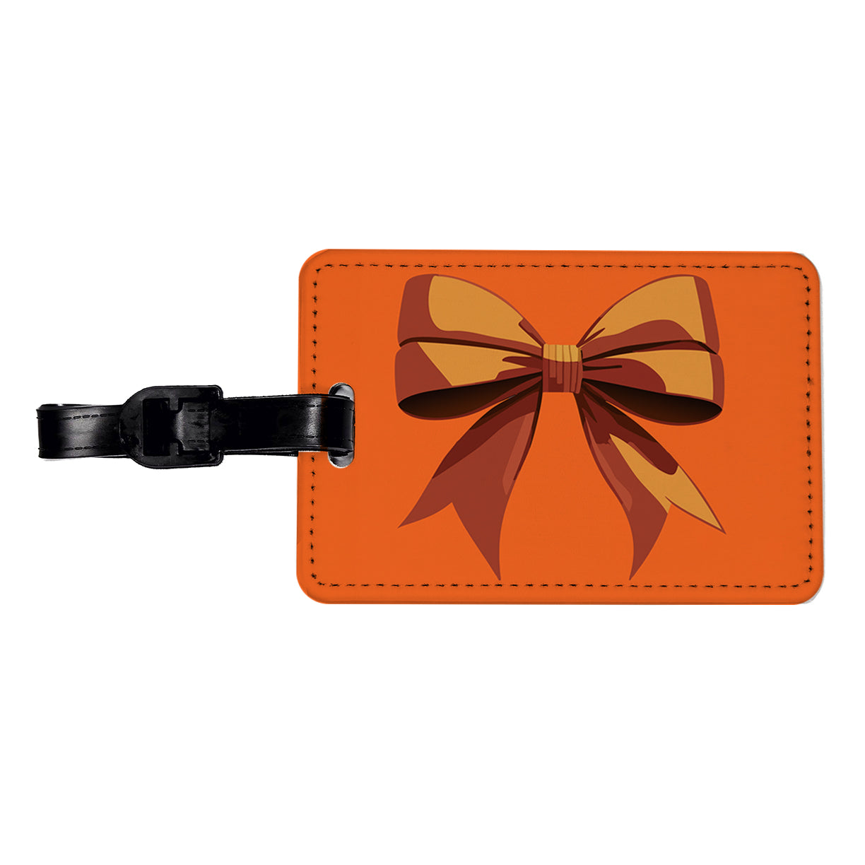Bow Cheerleading Coquette Orange Travel Faux Leather Luggage Tag