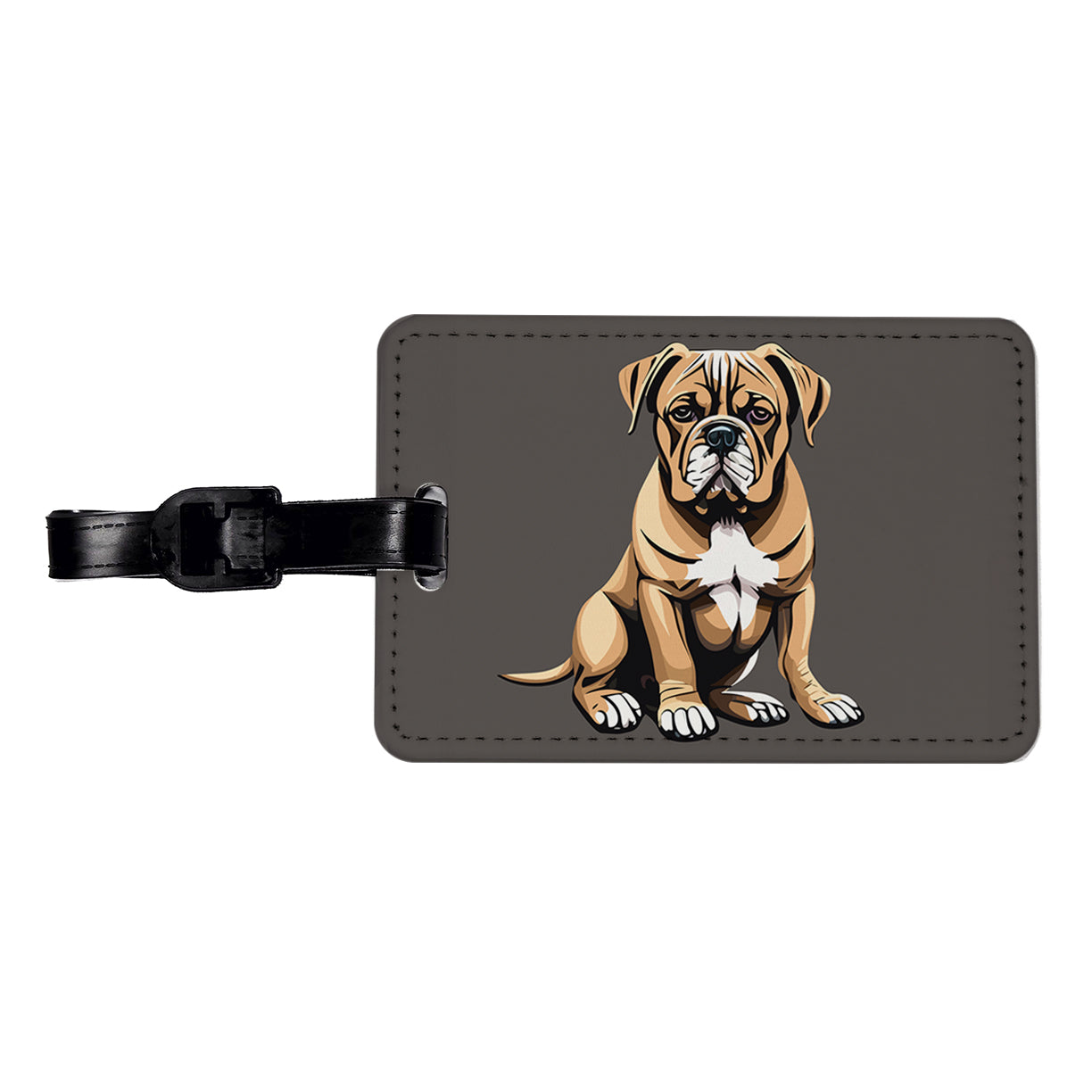 Bullmastiff Dog Sitting Travel Faux Leather Luggage Tag