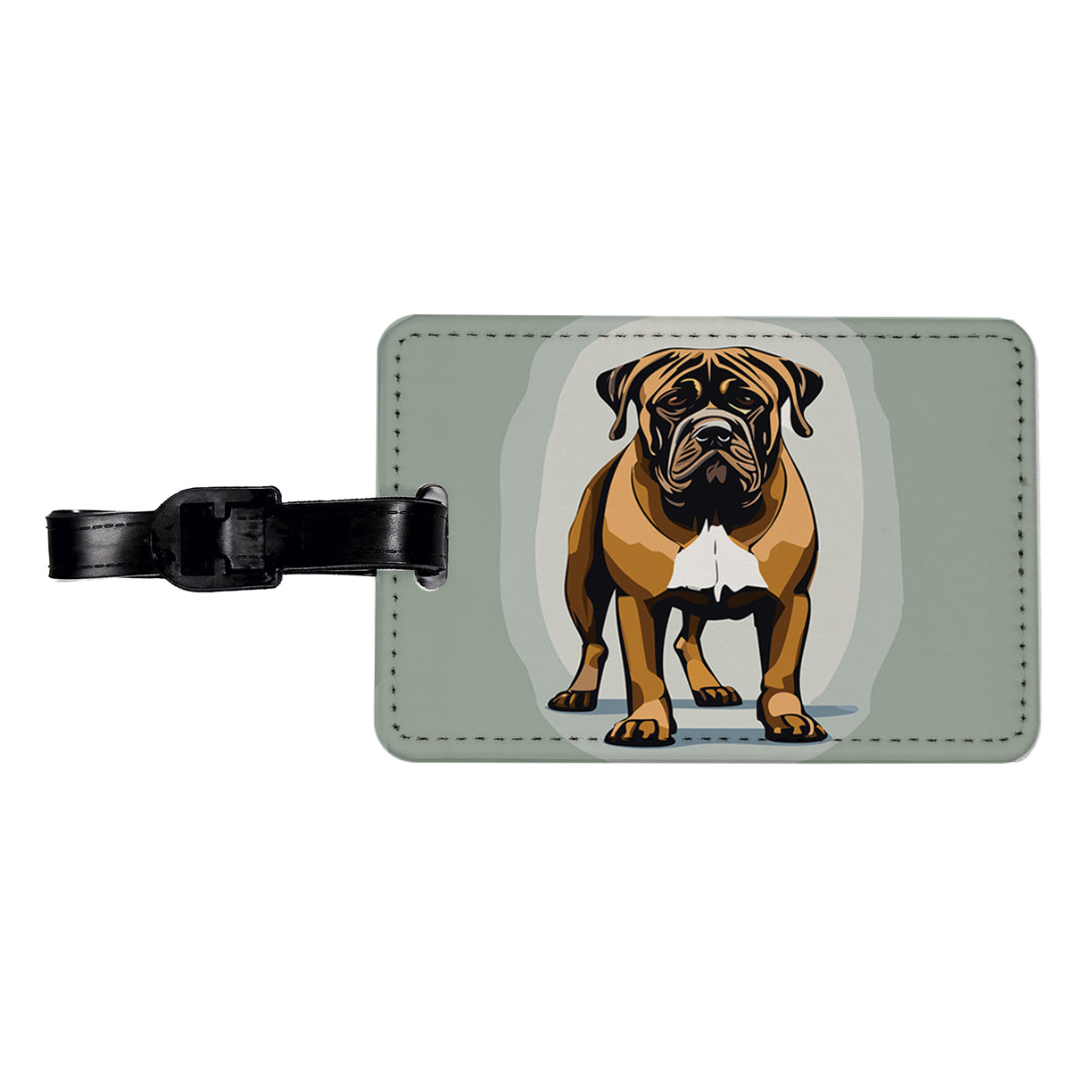 Bullmastiff Dog Standing Travel Faux Leather Luggage Tag