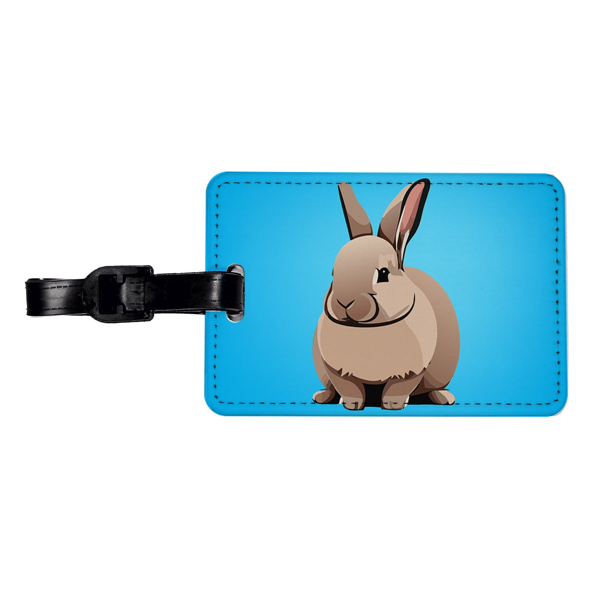 Bunny Rabbit Brown Travel Faux Leather Luggage Tag