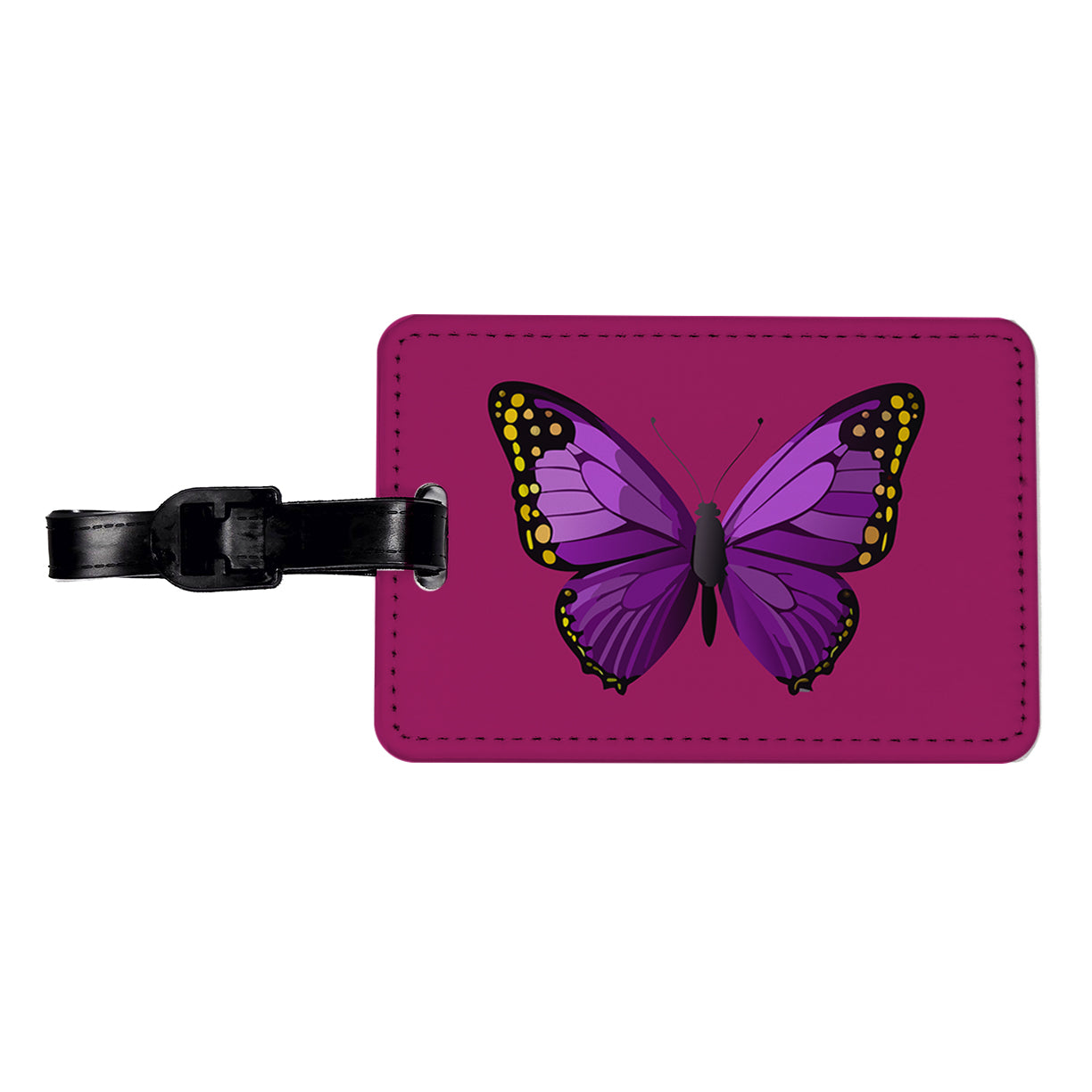 Butterfly Purple Travel Faux Leather Luggage Tag