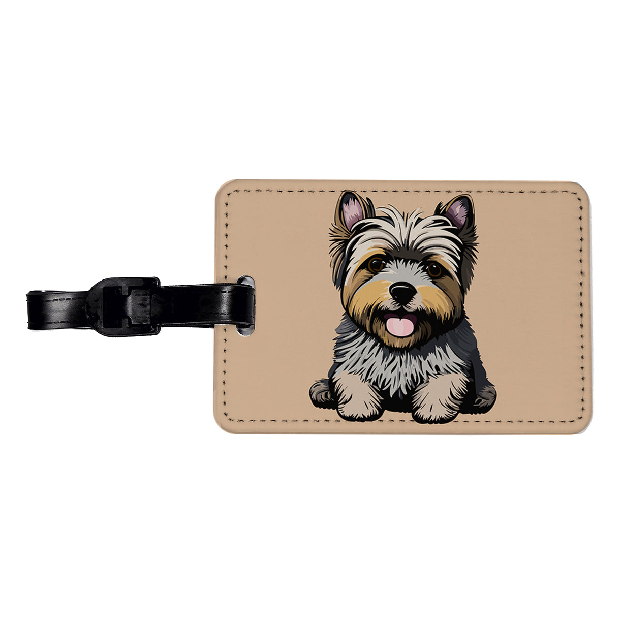 Cairn Terrier Dog Sitting Travel Faux Leather Luggage Tag