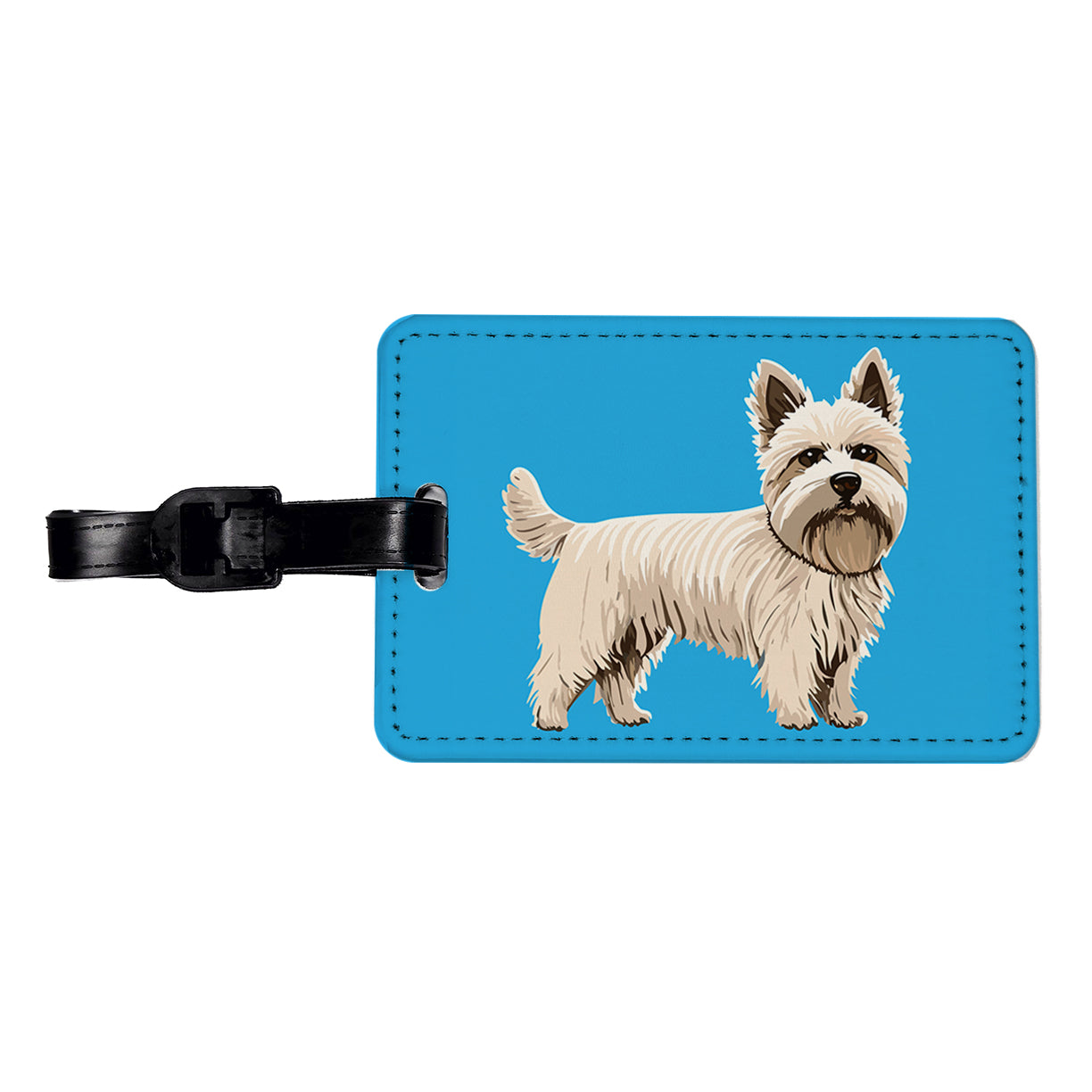 Cairn Terrier Dog Standing Travel Faux Leather Luggage Tag