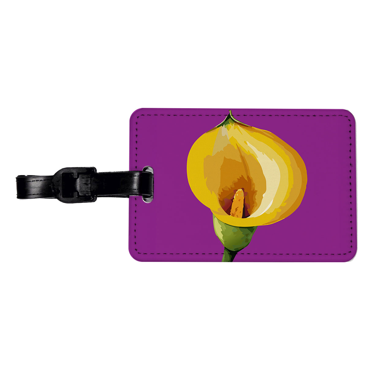 Calla Lily Flower Yellow Travel Faux Leather Luggage Tag