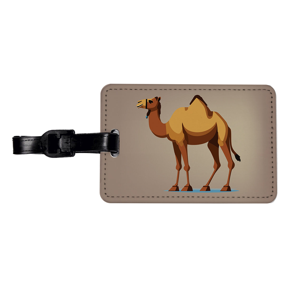 Camel Standing Travel Faux Leather Luggage Tag