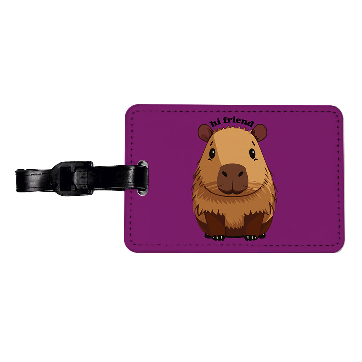 Capybara Hi Friend Hello Funny Travel Faux Leather Luggage Tag