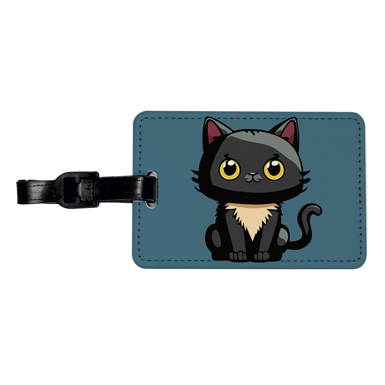 Cat Kitty Chibi Travel Faux Leather Luggage Tag