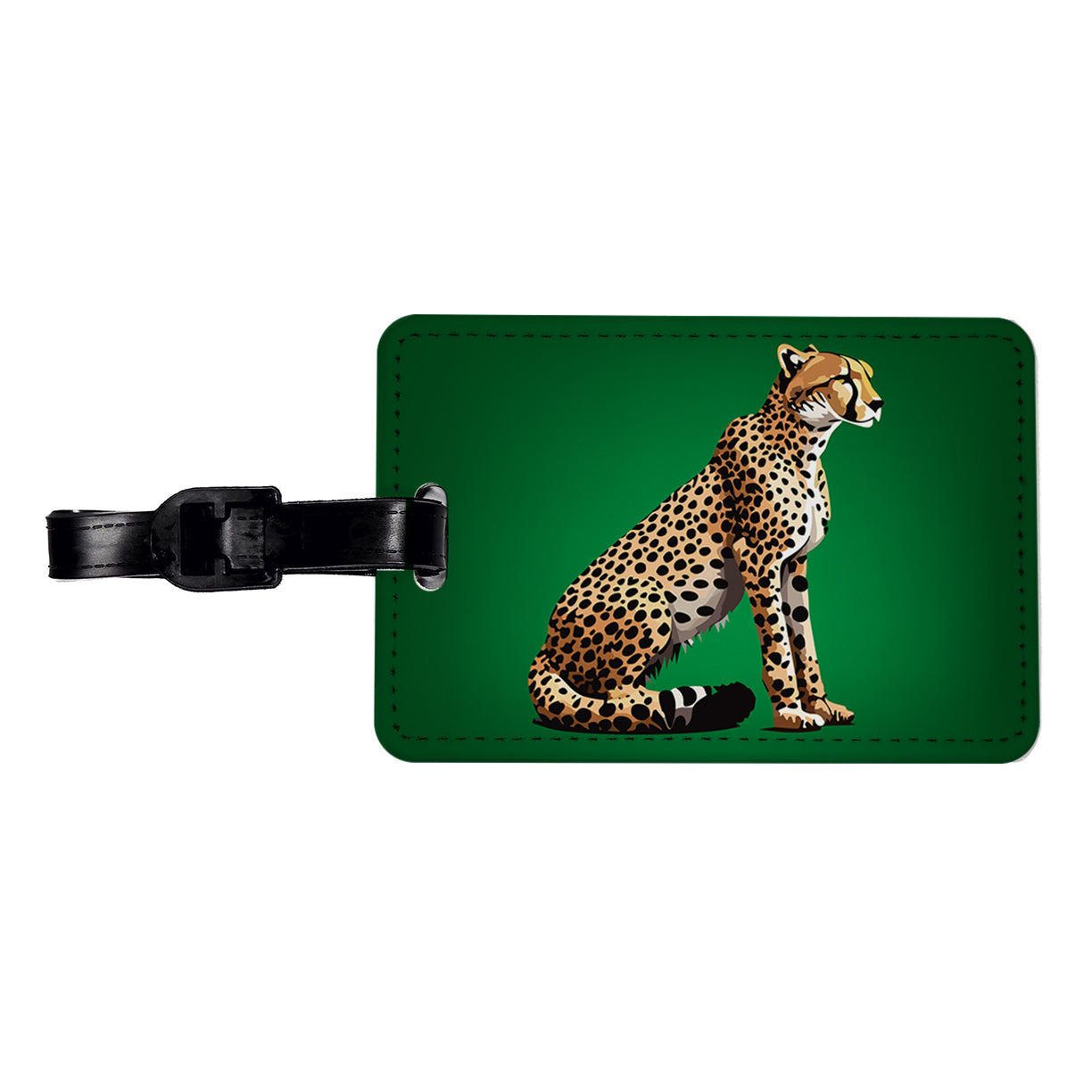 Cheetah Sitting Profile Big Cat Travel Faux Leather Luggage Tag