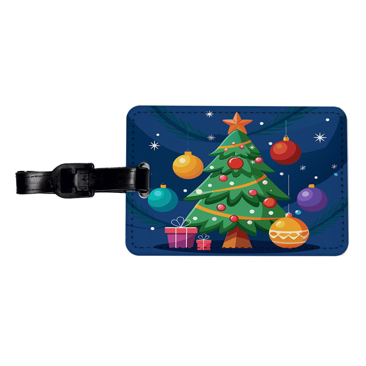 Christmas Tree and Ornaments Modern Travel Faux Leather Luggage Tag