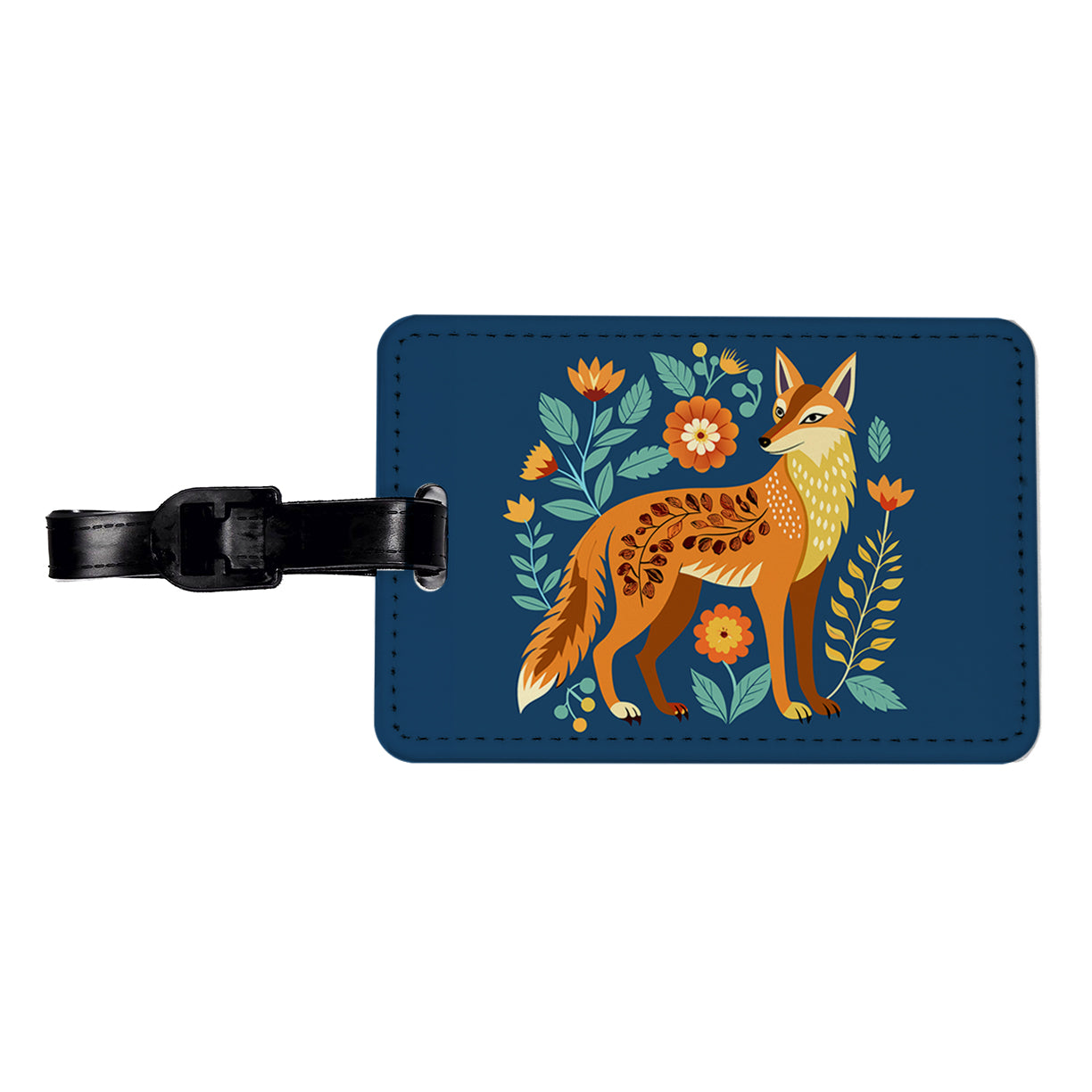 Coyote Pretty Floral Flowers Travel Faux Leather Luggage Tag