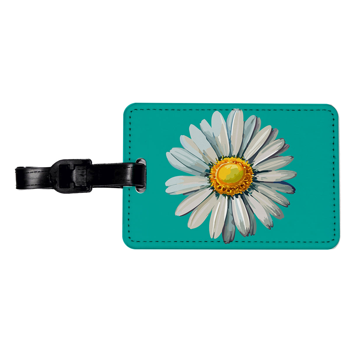 Daisy Daisies Flower White Travel Faux Leather Luggage Tag