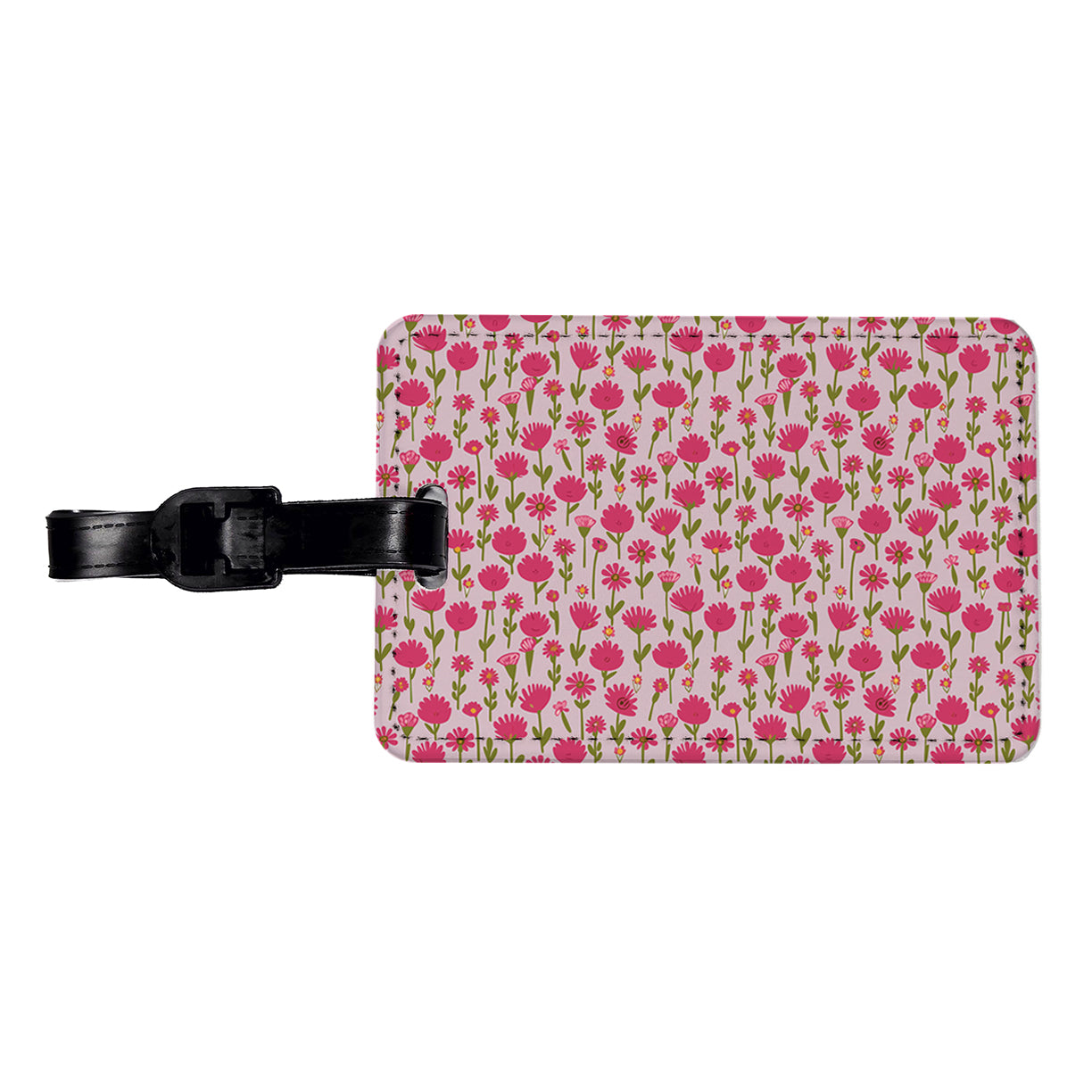 Flowers Pink Cute Pattern Travel Faux Leather Luggage Tag