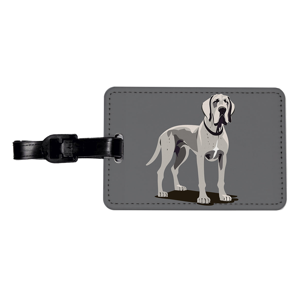 Great Dane Dog Standing Travel Faux Leather Luggage Tag