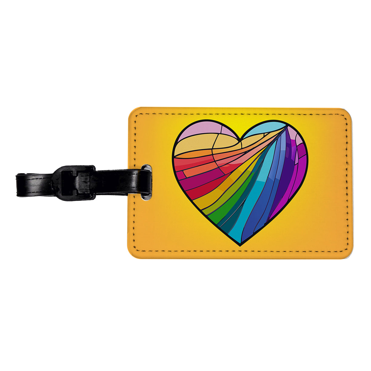 Heart Rainbow Stained Glass Love LGBTQ Travel Faux Leather Luggage Tag