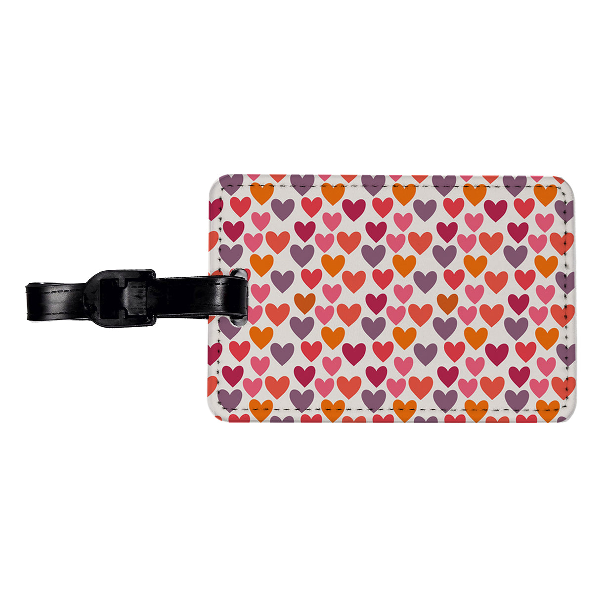 Hearts Purple Pink Orange Valentines Day Anniversary Love Travel Faux Leather Luggage Tag