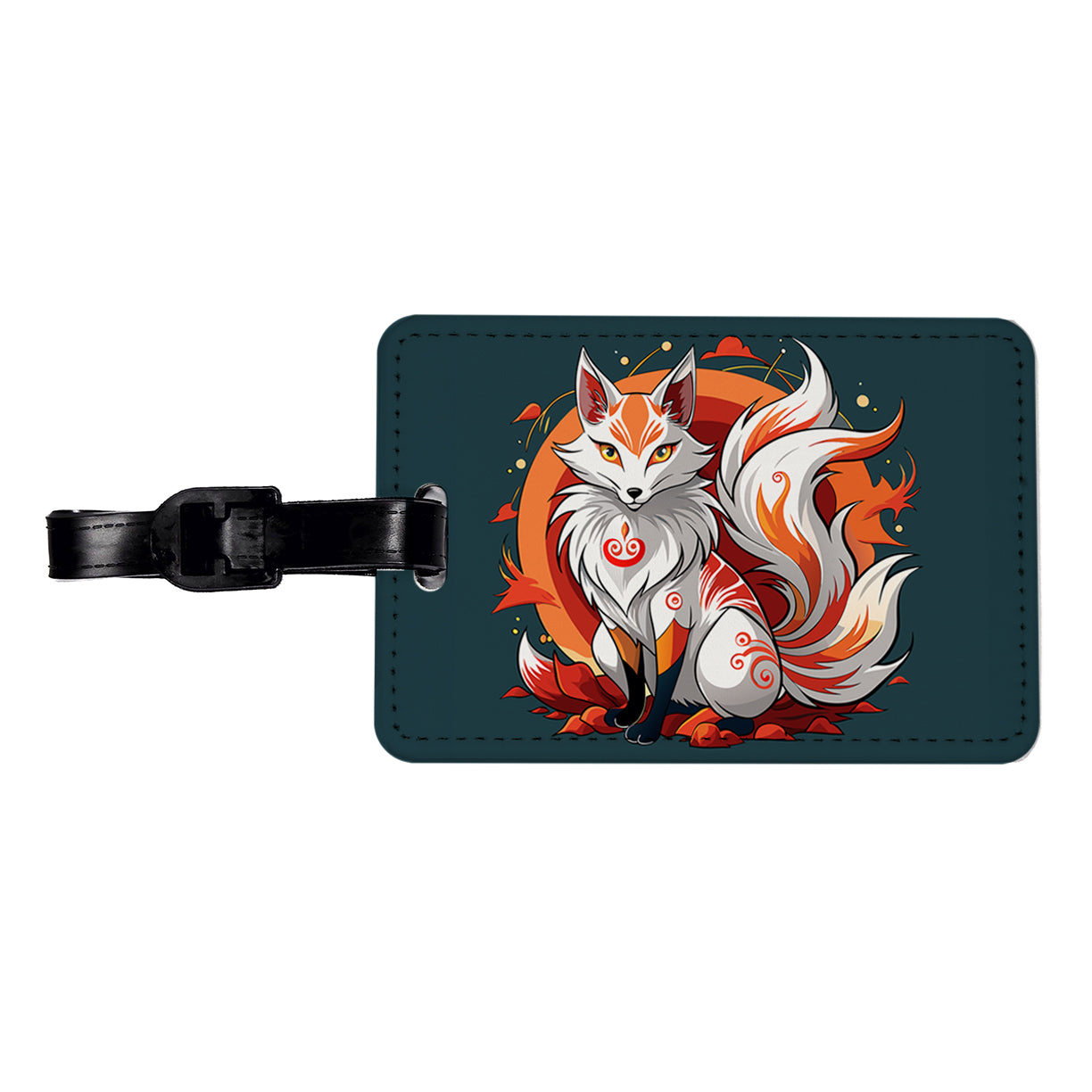 Kitsune Fox Japanese Folklore Travel Faux Leather Luggage Tag