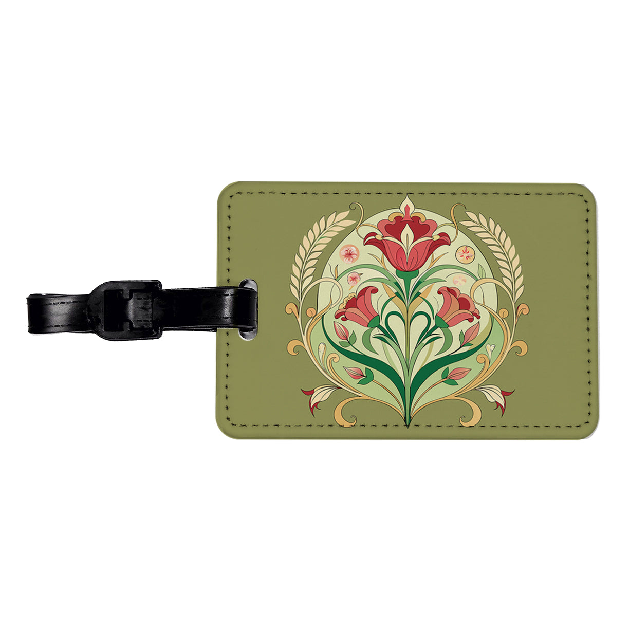 Light Floral Art Nouveau Flowers Elegant Travel Faux Leather Luggage Tag